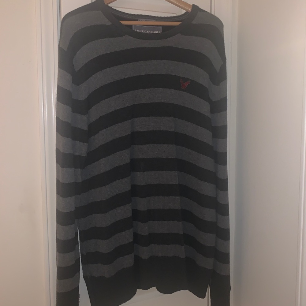 American Eagle (AE) Gray Striped Sweater XXL